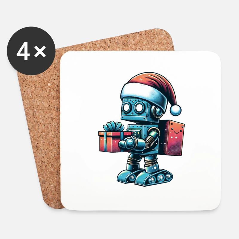Roboter Weihnachtsmann Festliche Technologie - Untersetzer (4er-Set) - Weiß