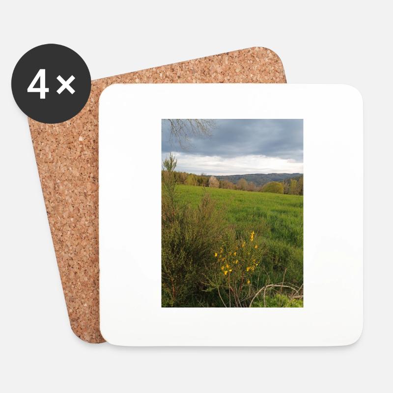 Feld unter grauem Himmel - Untersetzer (4er-Set) - Weiß