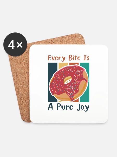 Every Bite Is A Pure Joy - Coasters (set of 4) - white