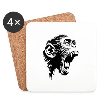 Singer Songwriter Screaming Monkey - Coasters (set of 4) - white - Front