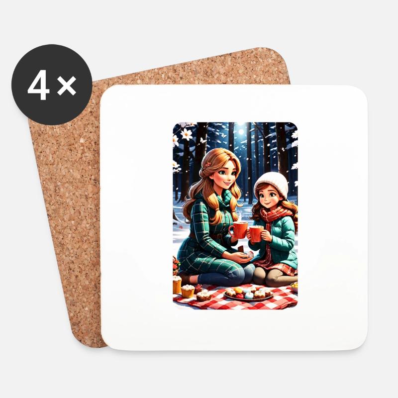 personalisiertes Design-Muttergeschenk - Untersetzer (4er-Set) - Weiß
