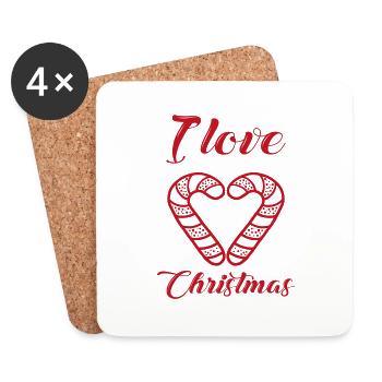 I love Christmas - Dessous de verre (lot de 4) - blanc - Devant