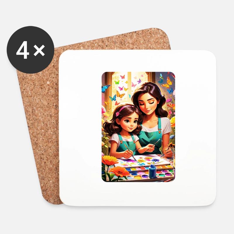 personalisiertes Design-Muttergeschenk - Untersetzer (4er-Set) - Weiß