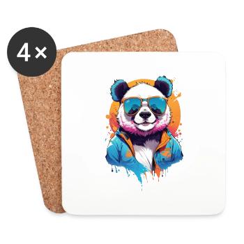 Cool Colourful Panda in Sunglasses - Coasters (set of 4) - white - Front