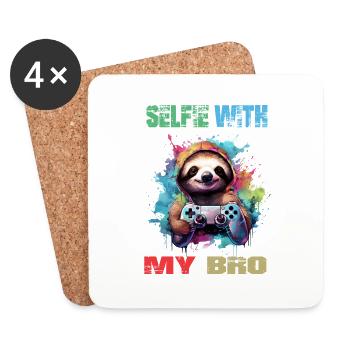 Witziges Gamer & Zocker Design mit Faultier - Untersetzer (4er-Set) - Weiß - Vorne