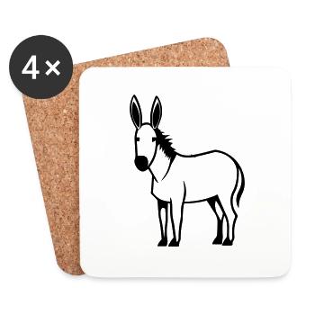 âne - Dessous de verre (lot de 4) - blanc - Devant