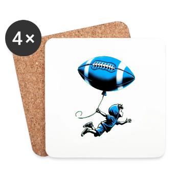 Jung mit American Football Luftballon Banksy Stil - Untersetzer (4er-Set) - Weiß - Vorne