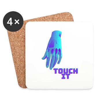 Touch It - Blue Hand - Coasters (set of 4) - white - Front