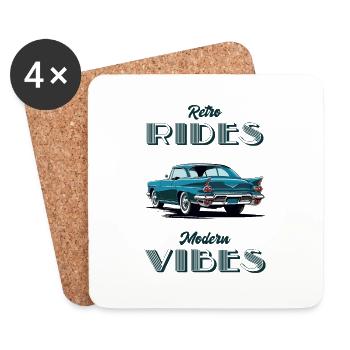Retro rides Modern Vibes. Retro car design. - Coasters (set of 4) - white - Front