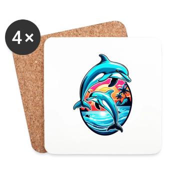 Dolphin & Ocean - Coasters (set of 4) - white - Front