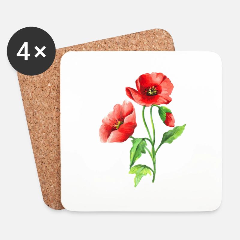 Blumen - Untersetzer (4er-Set) - Weiß