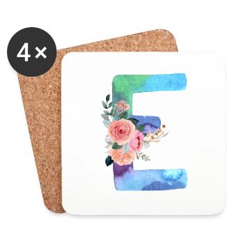 Letter E watercolor - Coasters (set of 4) - white - Front