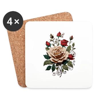 Rose im Garten - Untersetzer (4er-Set) - Weiß - Vorne