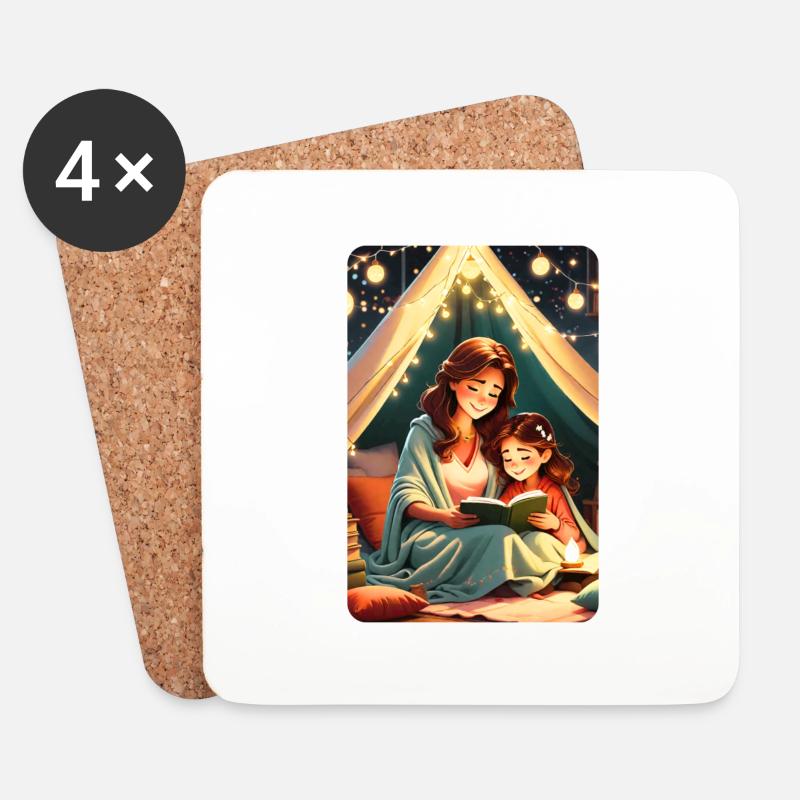 personalisiertes Design-Muttergeschenk - Untersetzer (4er-Set) - Weiß