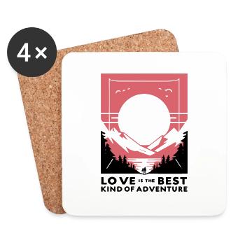 Love is the Best Kind of Adventure - Coasters (set of 4) - white - Front