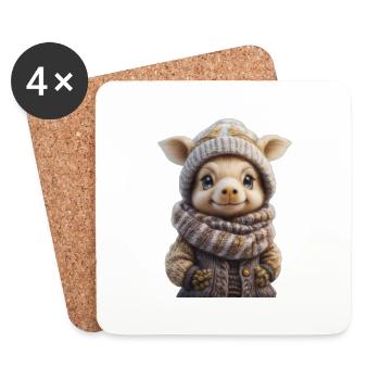 Cute Winter Animal - Coasters (set of 4) - white - Front