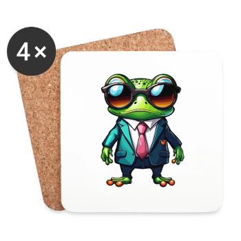 Frosch / Tier / Quack / Kröte / Teich / hüpfen - Untersetzer (4er-Set) - Weiß - Vorne