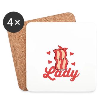Jambon à la viande de porc Crazy Bacon Lady - Dessous de verre (lot de 4) - blanc - Devant