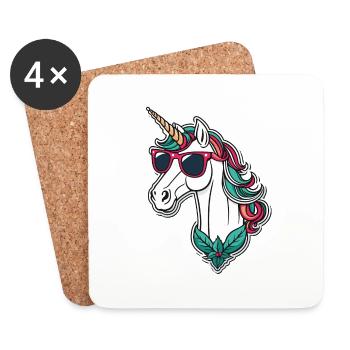 Dessin de Noël Licorne - Dessous de verre (lot de 4) - blanc - Devant