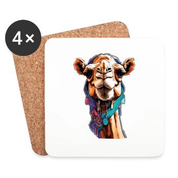 Camel / Desert / Sand / Nomads / Horseback Riding / Oases - Coasters (set of 4) - white - Front