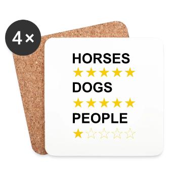 Horses Dogs People black - Coasters (set of 4) - white - Front