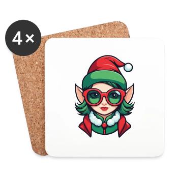 Elf Christmas Drawing - Coasters (set of 4) - white - Front