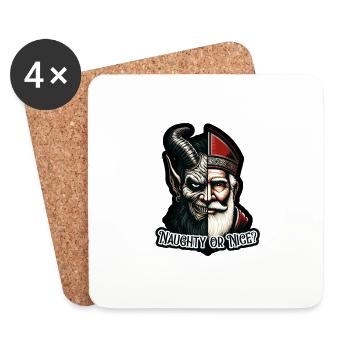 "Frecher oder netter Weihnachtsmann mit zwei Gesichtern VS Krampus - Untersetzer (4er-Set) - Weiß - Vorne