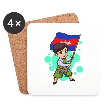 Kambodscha Tempel Khmer Vintage Flagge I Geschenk - Untersetzer (4er-Set) - Weiß - Vorne
