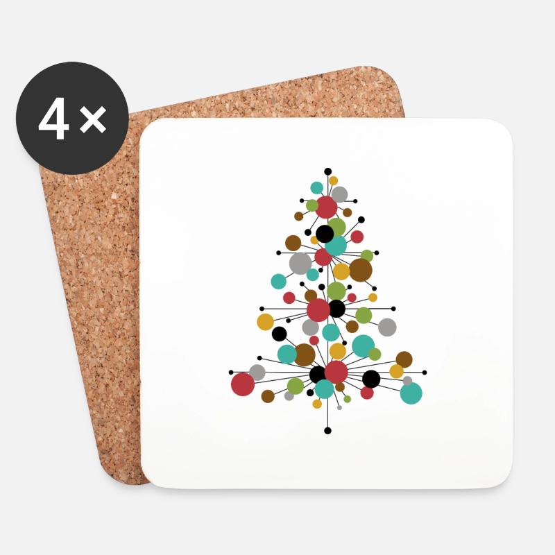 Merry Christmas Tree Mid century modern - Untersetzer (4er-Set) - Weiß