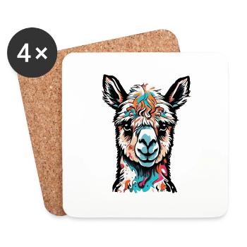 colorful alpaca - Coasters (set of 4) - white - Front