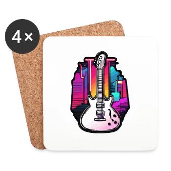 Rock n roll / Gitarre / Musik / Instrument - Untersetzer (4er-Set) - Weiß - Vorne
