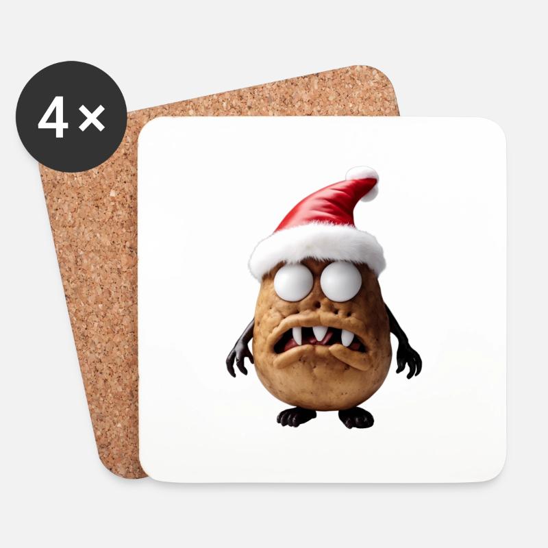 Weihnachtsmann Monster Kartoffel - Untersetzer (4er-Set) - Weiß