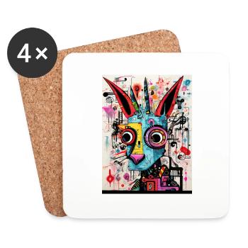 [MB] The Crazy Rabbit - Coasters (set of 4) - white - Front
