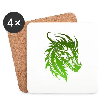 Fantasy Dragon Anime Dragon Head Mythical reptile - Coasters (set of 4) - white - Front
