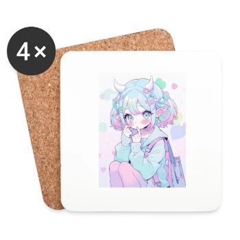 Anime, Anime Girl, Anime Girl, Elf - Coasters (set of 4) - white - Front