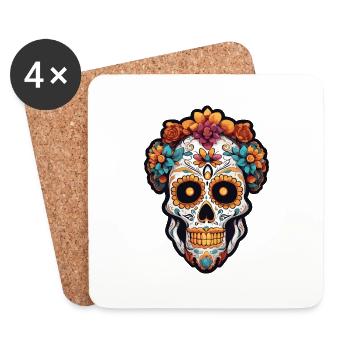 La Catrina / Tattoo / Mexico / Skull / Skull - Coasters (set of 4) - white - Front