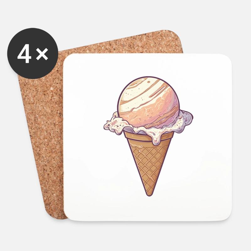Eis-Planet Jupiter - Untersetzer (4er-Set) - Weiß