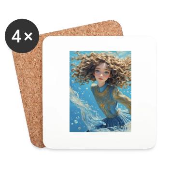 Mädchen im Meer - Untersetzer (4er-Set) - Weiß - Vorne