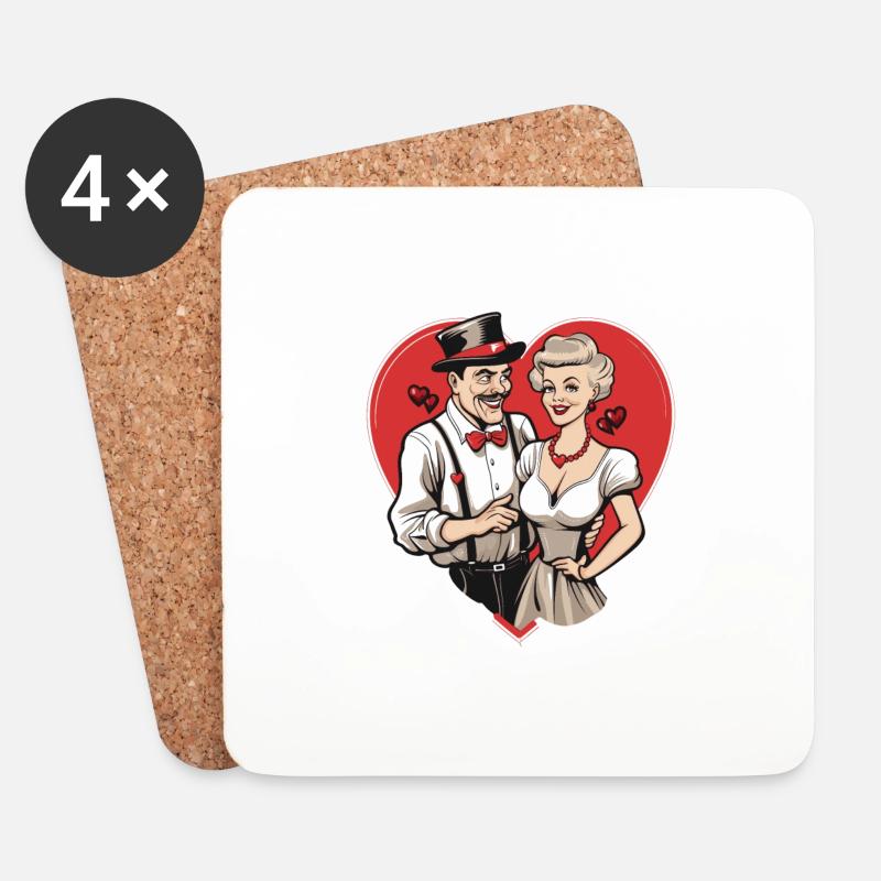 Valentine Couple - Untersetzer (4er-Set) - Weiß