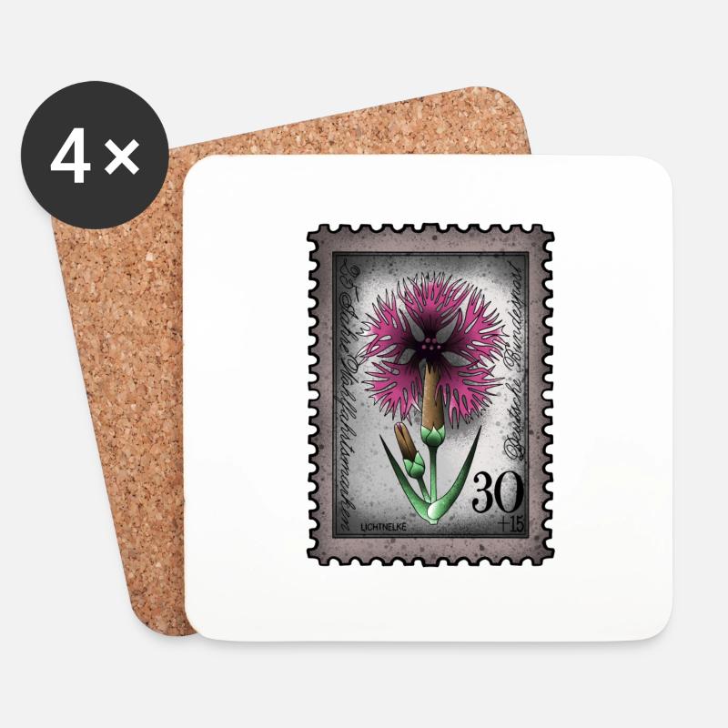Stamp Light Carnation - Coasters (set of 4) - white