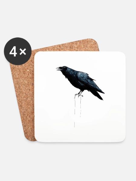 raven - Untersetzer (4er-Set) - Weiß