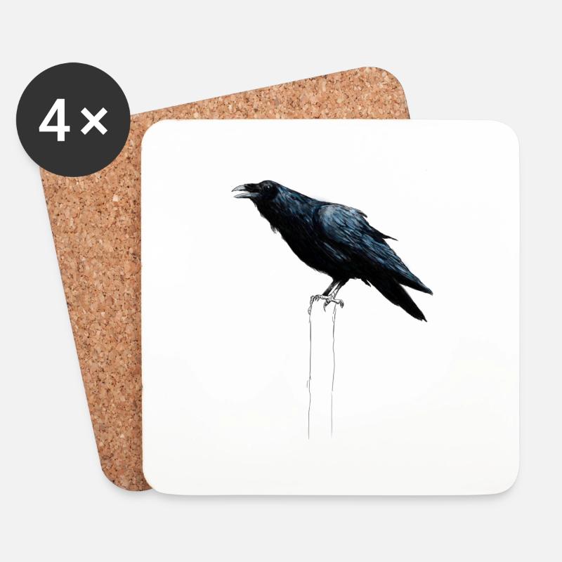 raven - Untersetzer (4er-Set) - Weiß