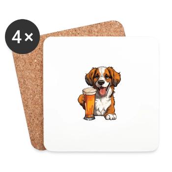 Beer Dog Bier Hund - Untersetzer (4er-Set) - Weiß - Vorne