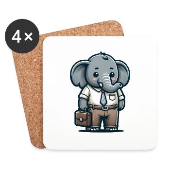 Professeur d’éléphant mignon - Dessous de verre (lot de 4) - blanc - Devant