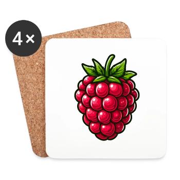 Himbeere, Obst - Untersetzer (4er-Set) - Weiß - Vorne