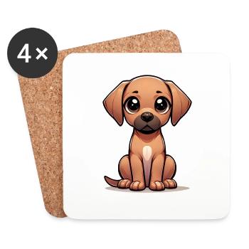 Digitale Illustration des niedlichen Rhodesian Ridgebacks - Untersetzer (4er-Set) - Weiß - Vorne