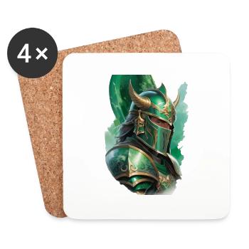 Armored knight dressed in bright green - Coasters (set of 4) - white - Front
