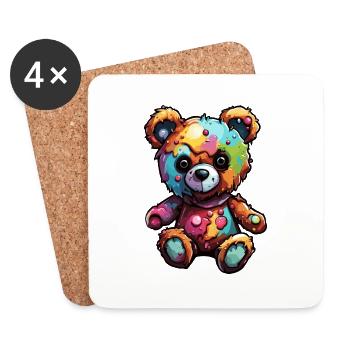 Teddybär / Kuscheltier / Stofftier / Geschenkidee - Untersetzer (4er-Set) - Weiß - Vorne