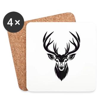 Icône de cerf Monochrome - Dessous de verre (lot de 4) - blanc - Devant