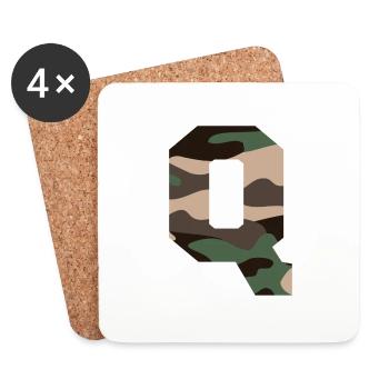 lettre Q camouflage militaire-idée cadeau - Dessous de verre (lot de 4) - blanc - Devant